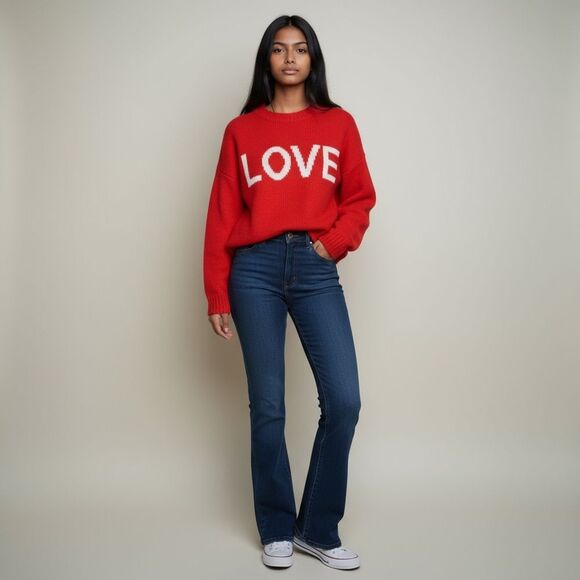 CeCe Red Love Crew Neck Sweater Super Soft and Comfy Oversized - Picture 2 of 8
